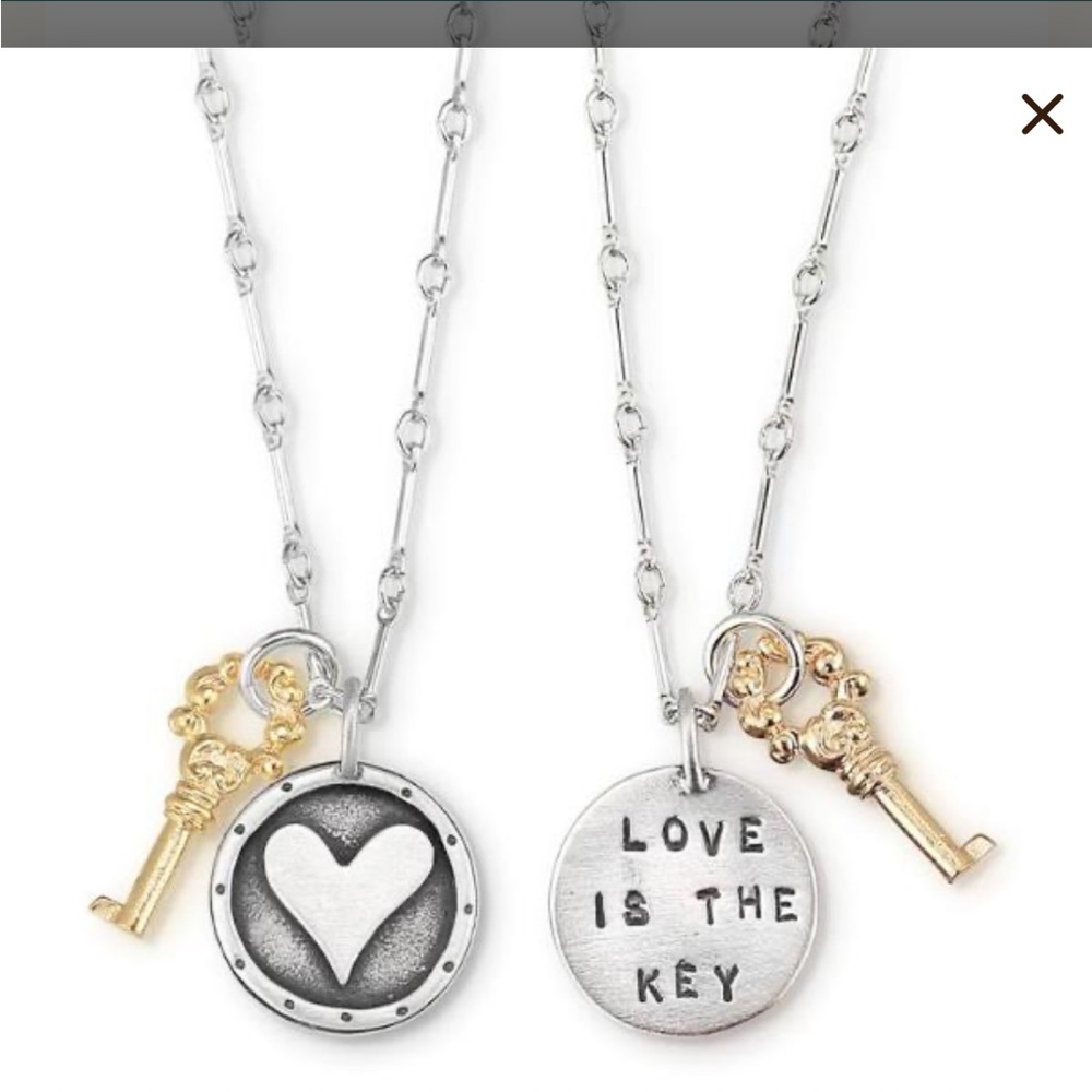 Sterling Silver and Gold Key Pendant Necklaces